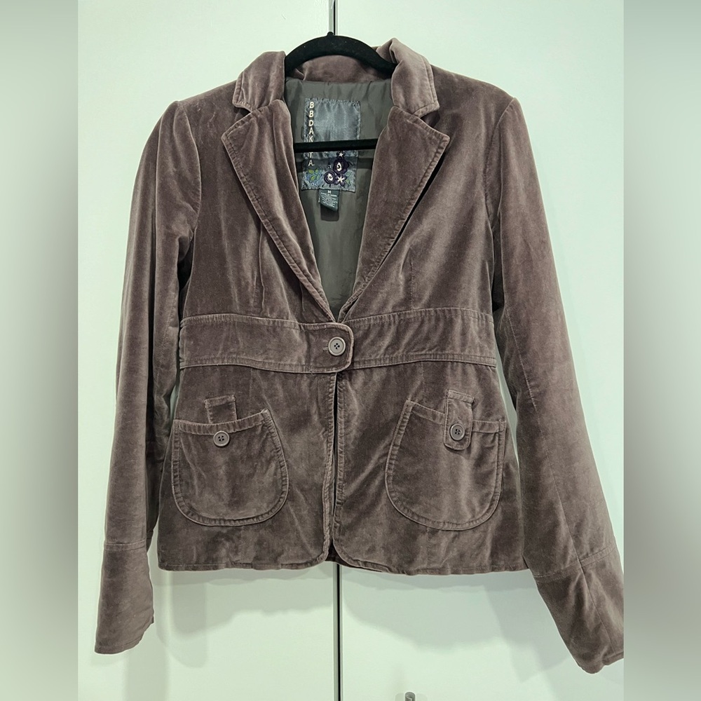 Gorgeous casual muted purple velour blazer EUC